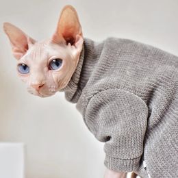 Elegant Warm Sphynx Cat Sweater Fashion Kitty Hairless Bald Cat Clothes for Cat Comfort Winter Dress for Sphynx Cat Clothes 240315