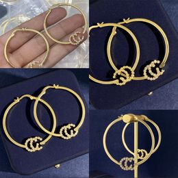 Designer earrings luxury trendy Jewellery crystal designers hoop earring letter geometric round plating gold earrings for women accessories zh168 E4