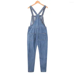 Men's Jeans Mens Bib Denim Trousers Fashion Trend Adjustable Strap Overalls With Pockets Spring Daily Casual Streetwear