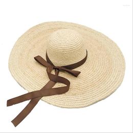 Wide Brim Hats Big Summer Handmade Raffia For Women Sun Hat Nice Cool Women's Cute Bowtie Beach Paper Straw