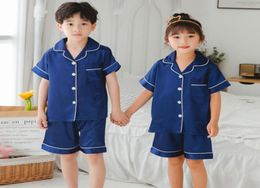 Retail Children Silk Pyjamas Summer Pyjamas For Girls Kids Pyjamas Softy Boys Sleepwear Baby Clothing Kids Pyjama Set9078906