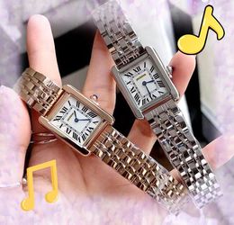 Fashion Small Dial luxury Quartz full stainless steel watches High Quality women Clock Wristwatch square roman tank series lovers watches 28mm