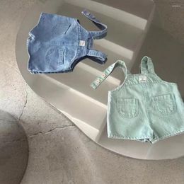 Shorts 9028 Korean Baby Clothes 2024 Summer Girl's Denim Bib Cool Breathable Loose Pants Strap Short