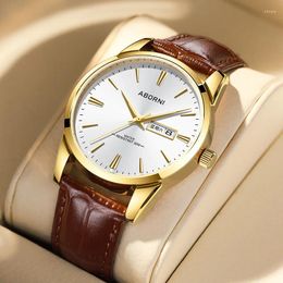 Wristwatches High Quality And Minimalist Design Men's Business Watch Circular Dial Dual Calendar Fashionable