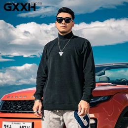 Men's Hoodies Sweatshirts GXXH Vintage Mens Hoodies Turtleneck Sweatshirt White Black Oversize Male Loose Cotton Solid Drn Warm Casual Bottoming Shirt L240315