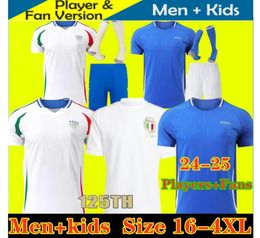 23 24 25 Italys 125 Years Anniversary Soccer Jerseys 2024 Fans Player Version Maglie Da Calcio TOTTI VERRATTI CHIESA Italia Men Football Shirts Kids Kits