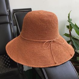 Womens hat bone straw hat Bucket hat patchwork sun visor crochet hat ladies luffy straw hat cap for women wholesale 240314