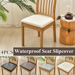 Chair Covers 4Pcs PU Leather Square Chair Cushion Cover Removable Chair Cushion Protector Cover Dining Room Kitchen Waterproof Seat Cover L240315