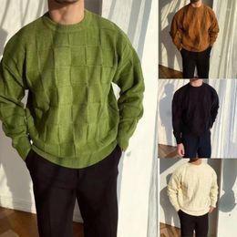 Men's Sweaters Men Warm Sweater Pullover Top Elegant Fashion Autumn Winter Long Sleeve O Neck Velvet Thin Fleece Y2K Clothes 2024