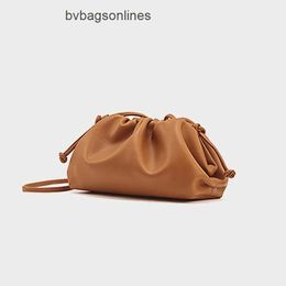 Jodie Bag Pouch Original Bottegs Venetas Andiamo Soft leather bag Womens 2024 new foreign style solid color cowhide cloud hand held one shoulder oblique cross pleate