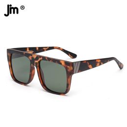 JM Acetate Frame Large Polarized Square Sunglasses Men Women Flat Top UV400 240304