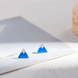 Stud Earrings 925 Silver Needle Blue Triangle For Women Girls Lovely Elegant Birthday Gifts Jewellery Pendientes Brincos Eh2024