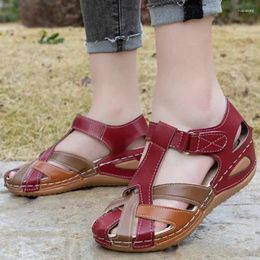 Sandals Big Size Women's Shoes Autumn Summer European And American Retro MAGIC TAPE Wedge Cross-strap Women