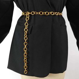 Belts Fashion Gold Chain Belts For Women High Quaity Luxury Female Waist Punk Metal Corset Belt Girls Dress Adjustable RiemY240315