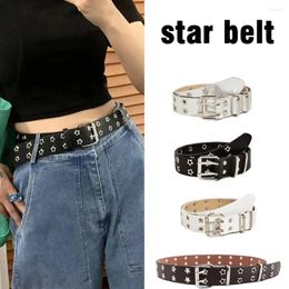 Belts Fashion Men Women Punk Style Chain Belt Adjustable Buckle Double Leather Jeans Waistband Hollow Metal Star Breasted T4o9