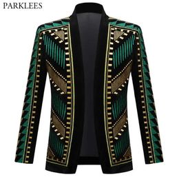 Luxury African Embroidery Cardigan Blazer Jacket Men Shawl Lapel Slim Fit Striped Suit Jacktes Male Party Prom Wedding Costumes 240304