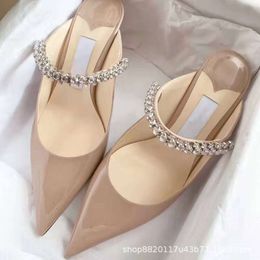 Suo/Mai Tong J Family 2024 Summer New Celebrity Style Sharp Head Water Diamond Straight Line with Thin High Heels for Women2024