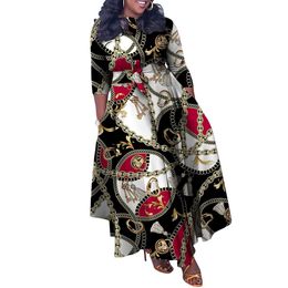 Spring Summer New Fashion African Large Size Big Swing Dress Long Sleeve Gown Dress Floral Print Sexy Night Club Party Wear Casual Women's Clothing Classic Dress S-3XL