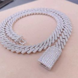 Factory Price Men and Necklace Diamond Luxury Chain Plated White Gold Cuban Chain 10mm S925 Icedout Cuban Chain