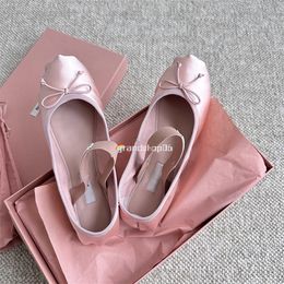Ballet flat mlumlu Paris Ballet Fashion Designer Professional Dance Shoes Satin ballerinas Platform Bowknot Shallow Mouth Single Shoe flat sandals