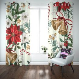 Curtains Christmas Curtains for Living Room Thin Curtains for Bedroom Snowflake Print Blackout Curtain Grommet Top Home Decor 2panels
