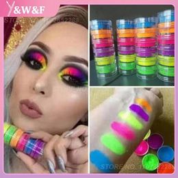 6 Colors Neon Eyeshadow Luminous Eyeliner Lip Makeup Cosmetic Fluorescent Pigment Glow In The Dark Eye Shadow Fashion Eye Makeup 240315