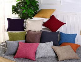 Cotton Linen Pillow Case Solid Burlap Cushion Covers Classical Square Pillows Cover Sofa Car Home Decorative 13 Colors5125199