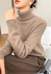 Women's Sweaters 100 Pure Mountain Cashmere Sweater Autumn And Winter Turtleneck Loose Thick Knit Bottoming Shirt