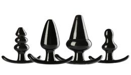 Black Anal Sex Toy 4pcsset Butt Plugs Adult Products for Women and Men TPR Anus Toys5172802