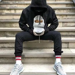 Men's Hoodies Sweatshirts Oversized Loose Hip-hop Style Casual Sweatshirt for Men High-quality Pearl Masked Man Pattern Printed Hoodie Trendy Couple Shirt L240315