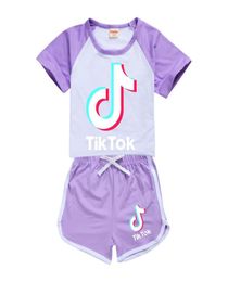 Summer Tik Tok Set For Big Boy Girl Clothes Fashion Kid Cotton TShirt TopSport Casual Shorts Pant 2pc Outfit Children Boutique T8169659