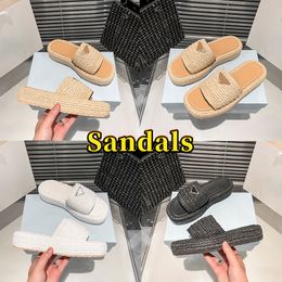 Designer Sandals Womens Slippers Natural Black White Luxury Sandal Women Fashion Slip on slides Fashion Ladies Summer Indoor Casual Slipper Slide Big Size US 5-10