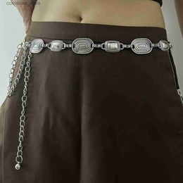 Belts Fashion Vintage Silver Metal Dress Belt Female Waist Gold Chain Belts For Women High Quality Luxry Jeans Punk Accessory GothY240315