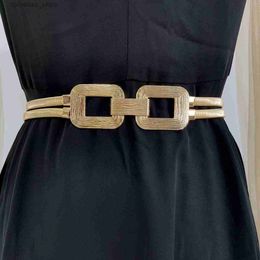 Belts Designer Belts For Women High Quality Luxury Brand Female Waist Gold Chain Belt Elastic Waistband Dress Stretch Metal RiemY240315