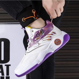 Spring Popular Mid-top Basketball Shoes Sneakers Trend Breathable Leather Sports Casual Shoes