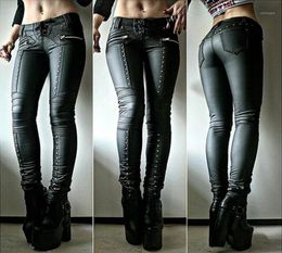 Stretch Faux PU Leather Pants Fashion Women High Waist Zipper Punk Rock Pencil Trousers Female Moto Biker Leggings Cb Street Women's & Cap1107861