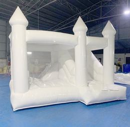 4.5x4.5m (15x15ft) full PVC Commercial Wedding White Inflatable Bounce House Combo With Slide Bouncer Jumping Bouncy Castle For Kids Birthday Party Free Blower