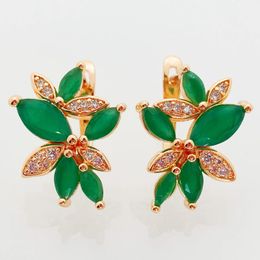 Dangle Earrings Micro-wax Inlay Emerald Horse Eye Natural Zircon Drop Women 585 Rose Gold Luxury Wedding Party Fine Jewelry