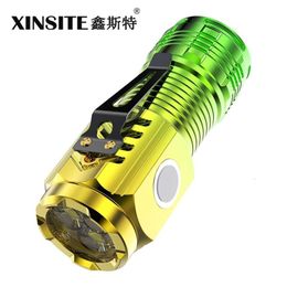 Multi Functional Strong Three Eye Super Bright Outdoor Multi-Functional Hat Clip Light Portable Mini Magnetic Suction Small Flashlight 325663