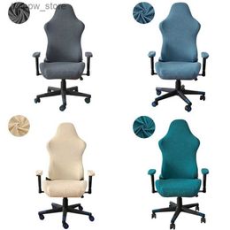 Chair Covers Solid Color Soft Gaming Chair Cover Elasticity Polar Fleece Armchair Slipcovers Rotating Lift Computer Seat Chair Covers Stretch L240315