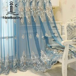 Curtains European Embroidery Window Screen Living Room Balcony Partition Lighttransmitting Bedroom Floating Window Finished Curtains