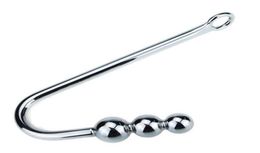 Stainless Steel Anal Hooks Metal Butt Plug Sex Toys For Couple Rope Hook with 3 balls Anus Stimulation3460688