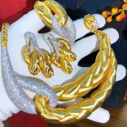 Missvikki Original Luxury Dubai 4pcs Big Golden Jewelry Set For Women Party Show Bridal Wedding Accessories Gift High Quality 240307