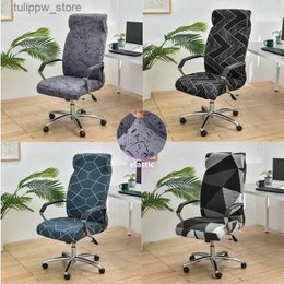 Chair Covers Geometric Print Computer Chair Cover Elastic Spandex Office Chair Covers Non Slip Rotating Seat Case Gaming Chair Slipcovers L240315