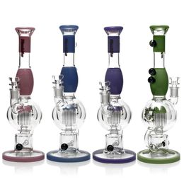 Phoenixstar Big Glass Recycler Water Pipe 14 Inches Water Bong Hookahs With 10 Arms Perc In Double Layer Glass Ball Smoking Water Bongs