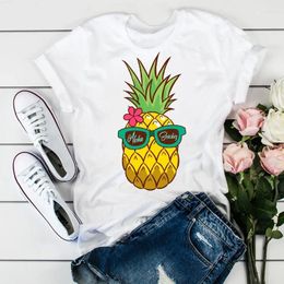 Women's T Shirts Women Beach Pineapple Fruit Sweet Fashion Printed Summer Shirt Ladies Womens T-shirts Top Graphic Female Tee T-Shirt