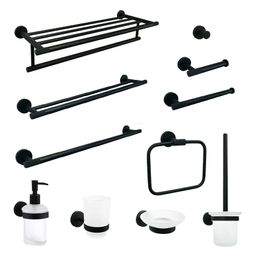 Bathroom Accessories Towel Rack Shelf Ring Toilet Brush Holder Paper Holder Robe Hook Soap Dish Bathroom Hardware 240312