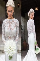 2019 Wedding Lace Boleros Jackets White Ivory Jewel Long Sleeve Bridal Shawl Wraps For Wedding Dress Evening Party 7707745