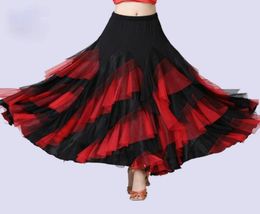 Skirts 2022 Women Dancing Costume Flamenco Waltz Ballroom Skirt Classical Competition Practise Layered Big Swing Spanish Y6221815409