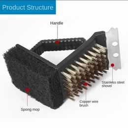 Barbecue Cleaning Brush Wire Cleaning Brush with Scraper 3-in-1 BBQ Cleaning Tool Grill Accessories Bbq 240308